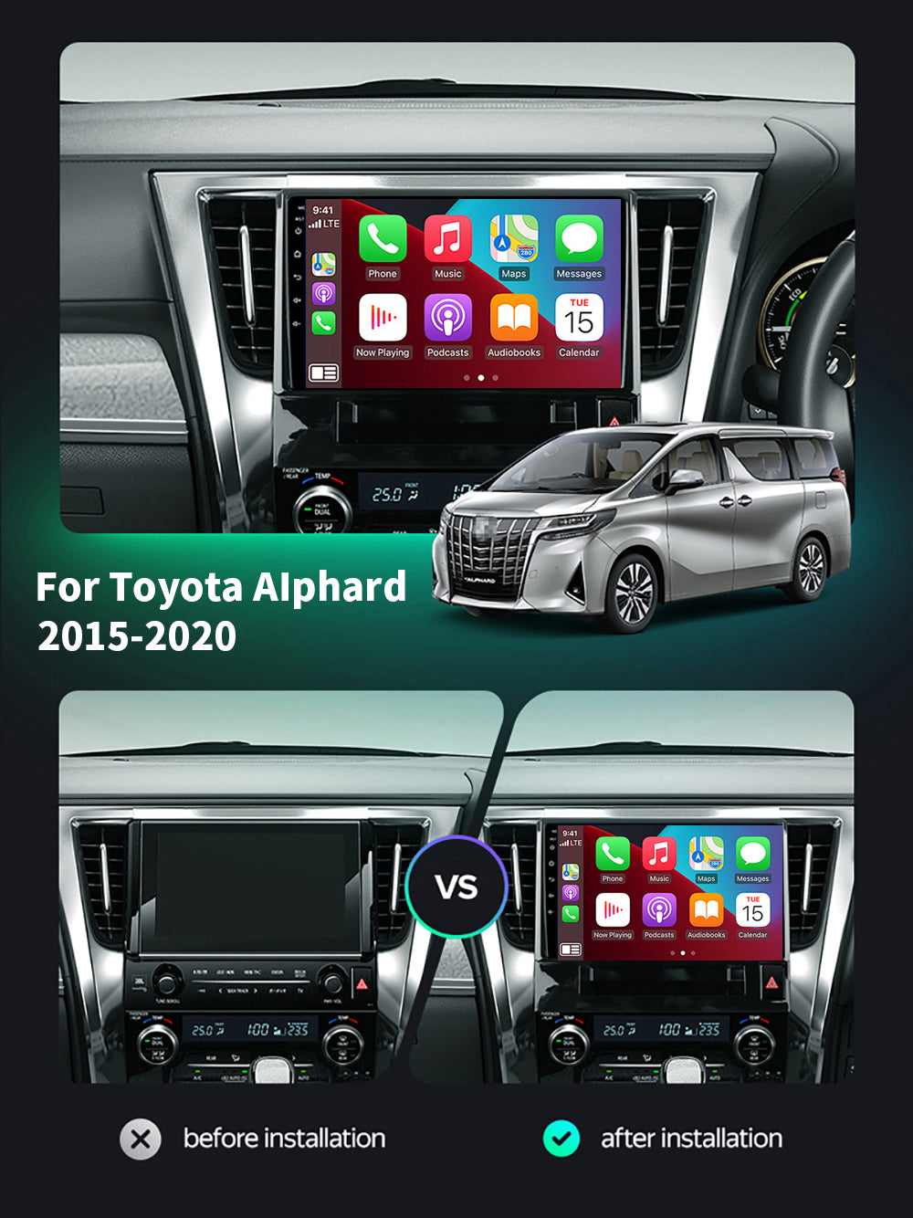 Toyota Alphard 2015-2020 CarPlay Wireless Stereo