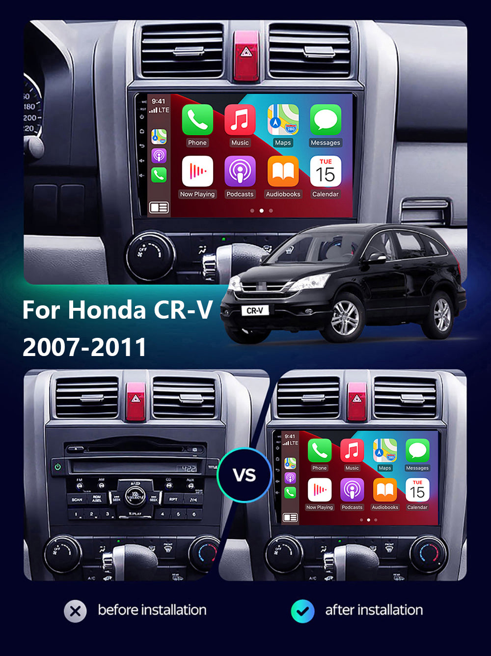 Honda CR-V 2007-2011 Carplay Stereo Wireless