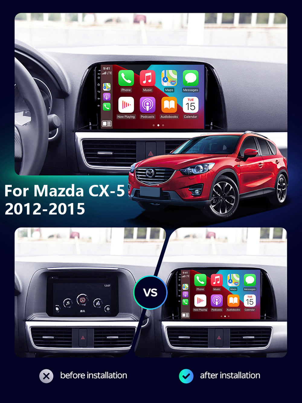 Mazda Cx-5 2012-2015 Carplay Stereo Wireless