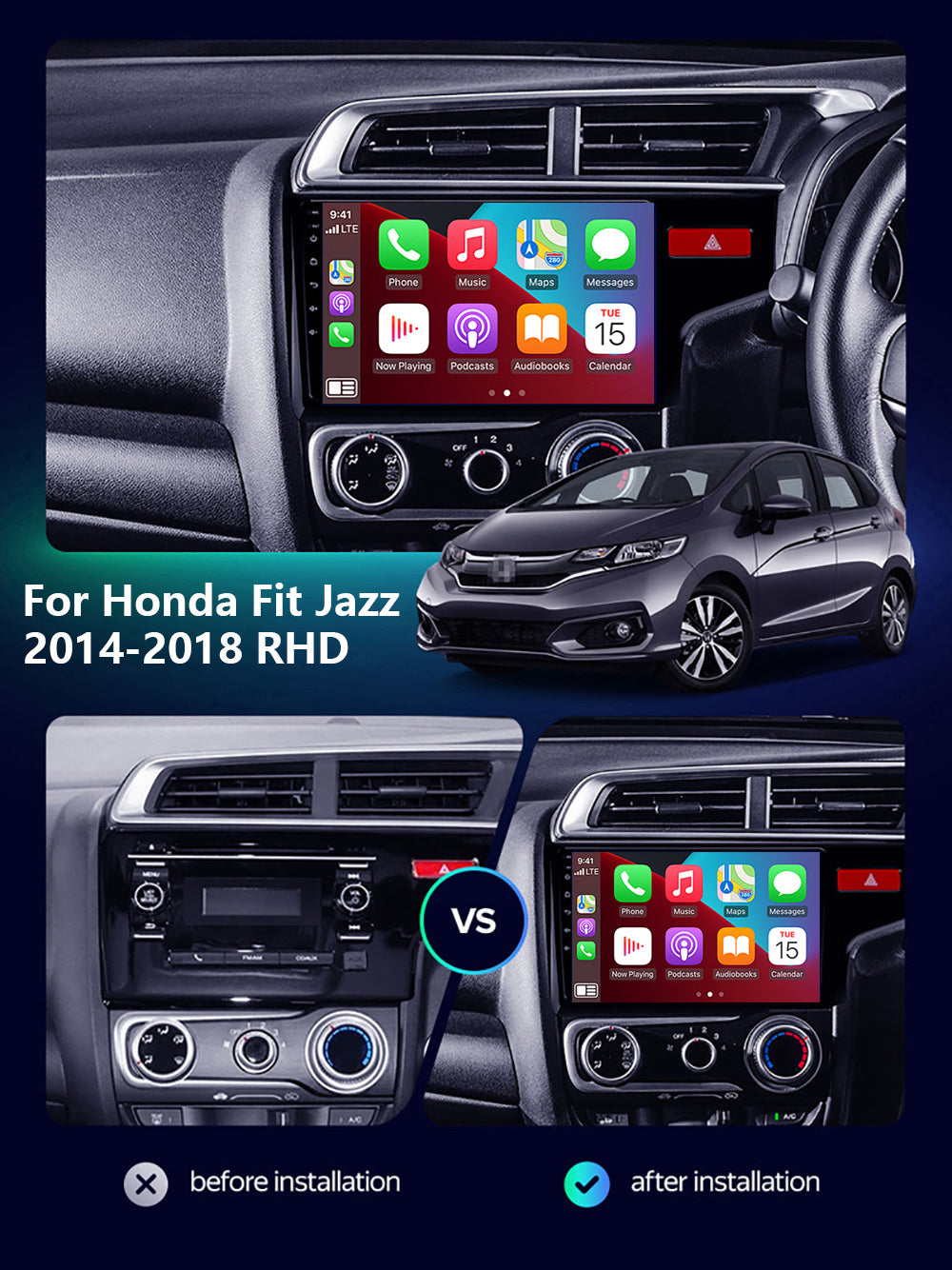 Honda Fit 2014-2018 CarPlay Stereo Wireless