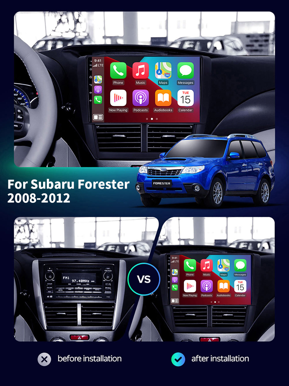 Subaru Forester/Exiga 2008-2012 CarPlay Stereo Wireless