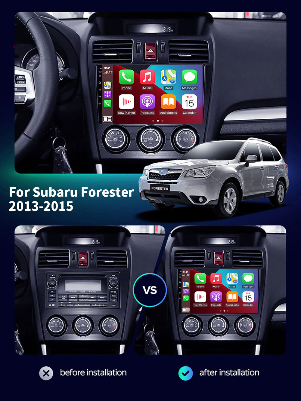 Subaru Forester 2013-2016 CarPlay Stereo Wireless