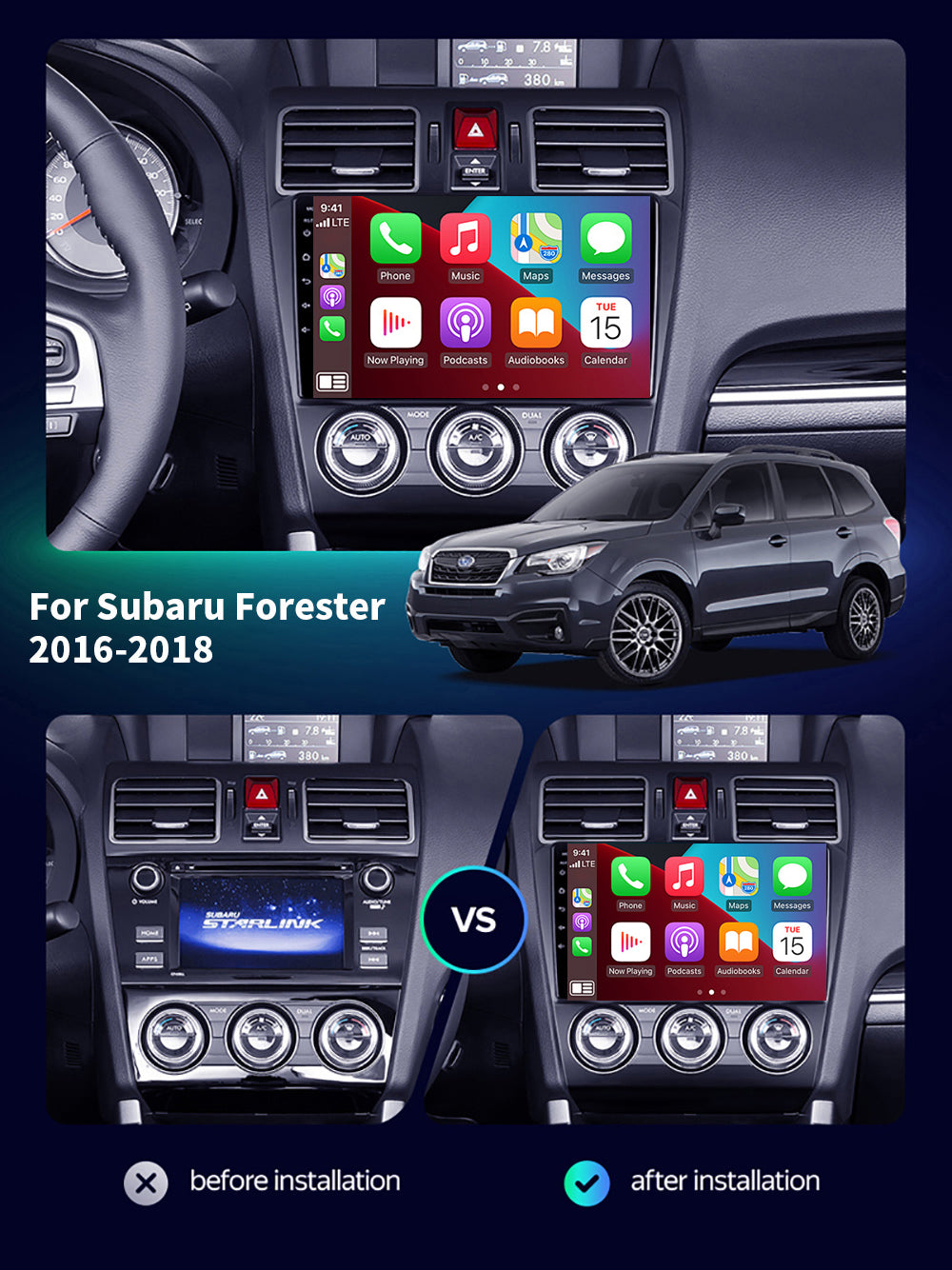 Subaru Forester 2016-2018 CarPlay Stereo Wireless