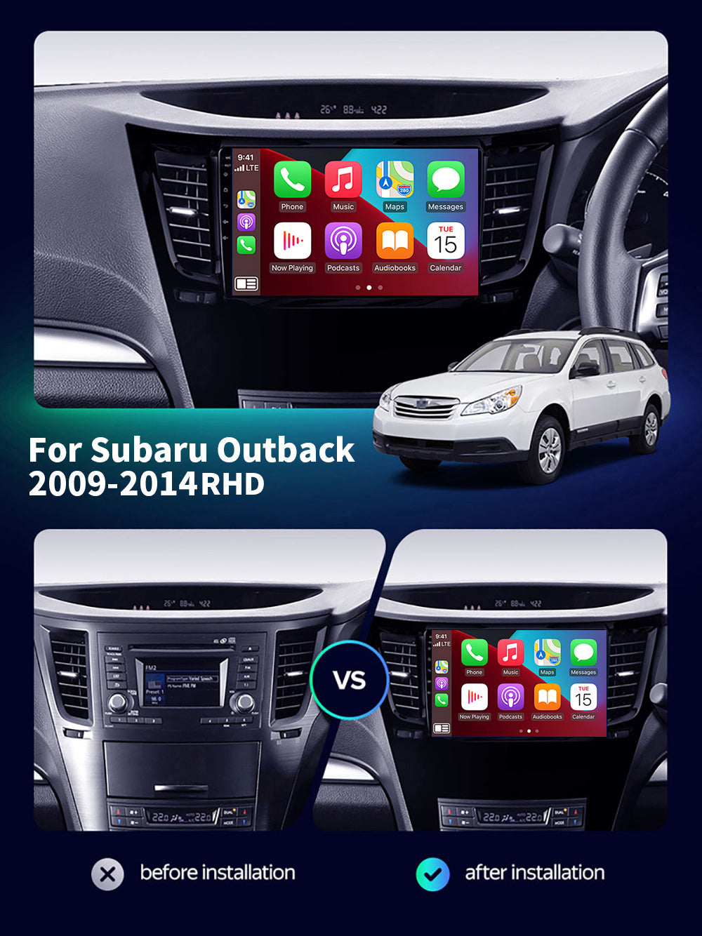 Subaru Outback Legacy 2009- Carplay wireless