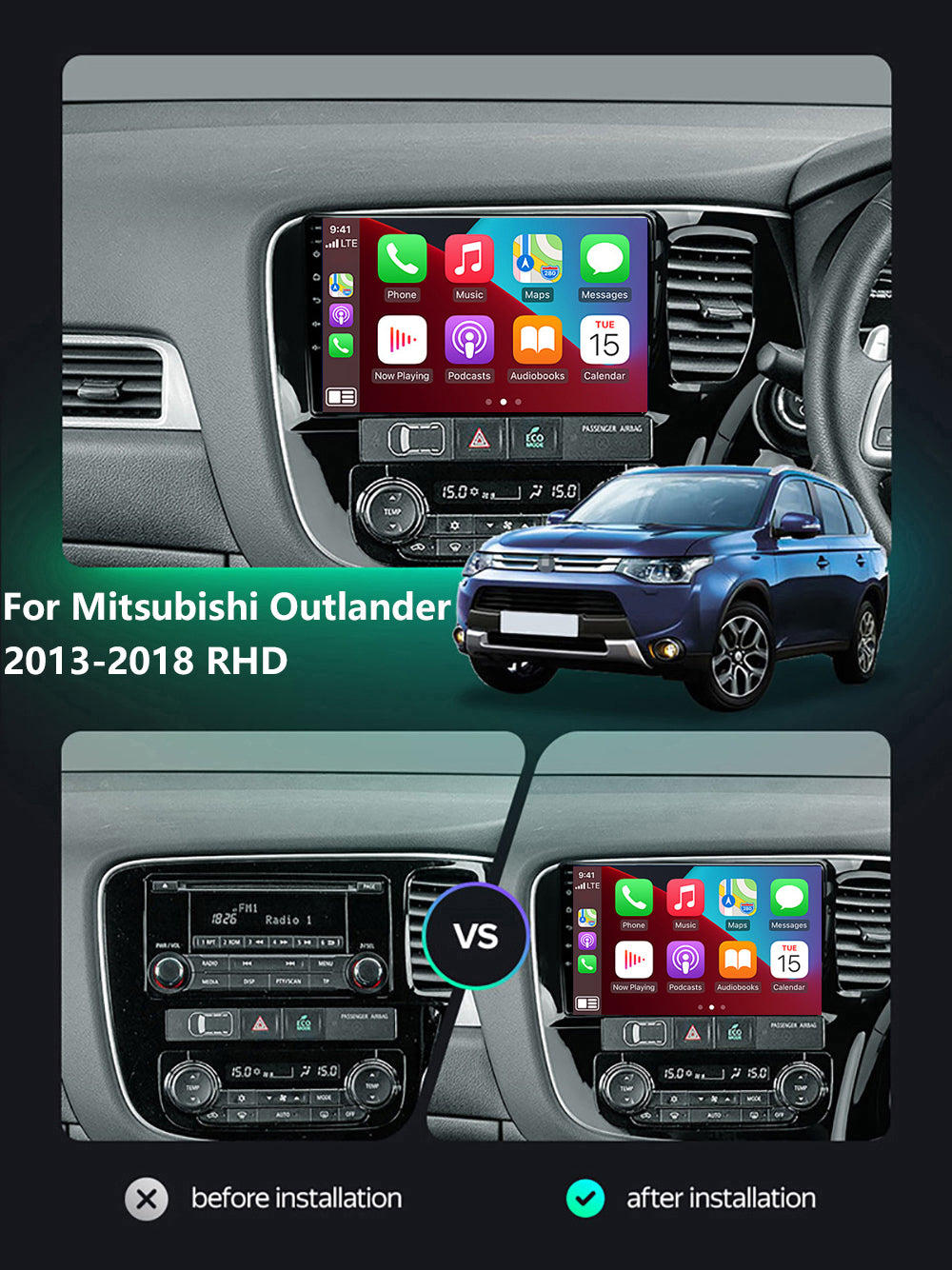 Mitsubishi Outlander 2013-2018 CarPlay Stereo Wireless