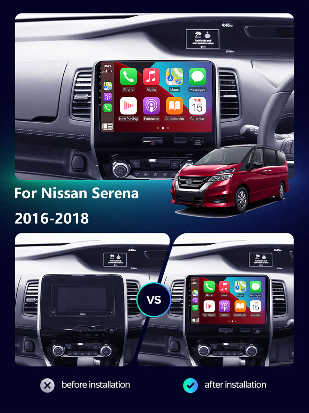 Nissan Serena CarPlay Stereo 2016-2018