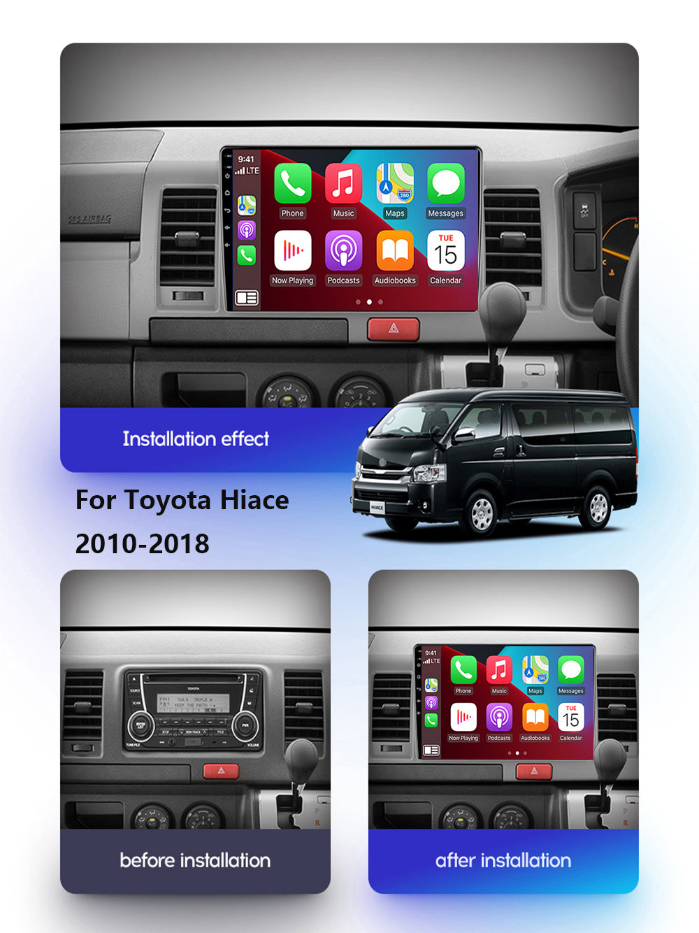 Toyota Hiace 2010-2018 CarPlay Stereo Wireless