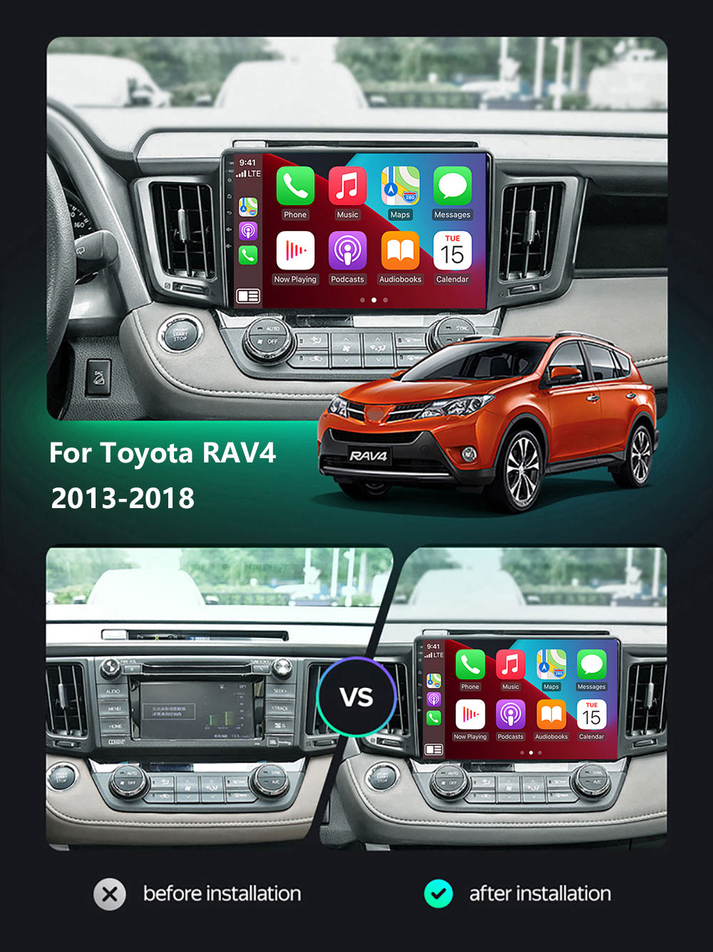 Toyota Rav4 2013-2015 CarPlay Stereo Wireless