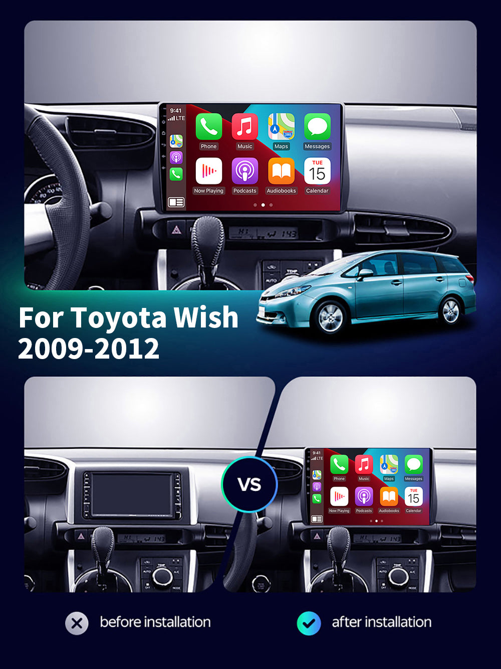 Toyota Wish 2009-2012 CarPlay Wireless Stereo