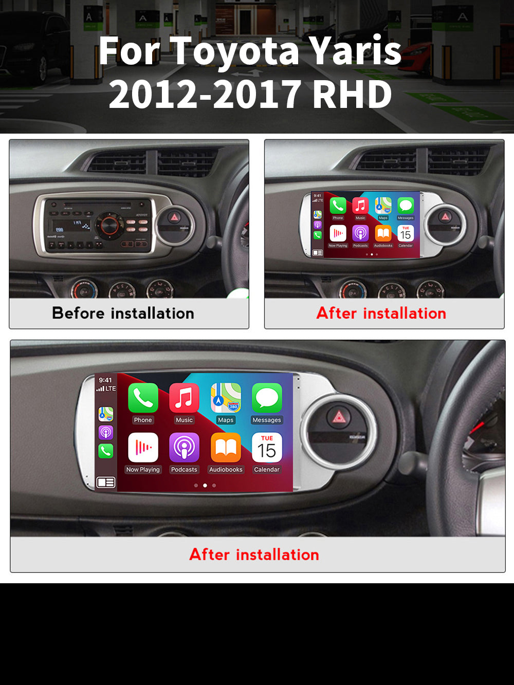 Toyota Vitz 2012-2017 CarPlay Stereo Wireless